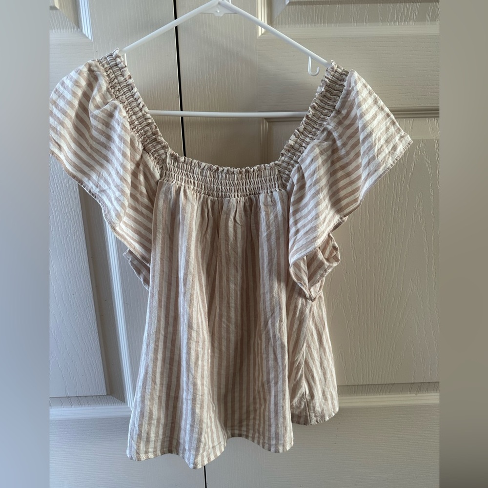 Cream and Tan Blouse